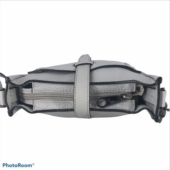 REBECCA MINKOFF Crossbody Bag Light Gray Leather Small 8X7 - Picture 4 of 16